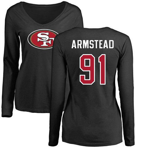 San Francisco 49ers Black Women Arik Armstead Name and Number Logo 91 Long Sleeve